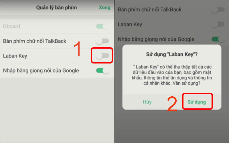 Nhấn v&agrave;o mục Laban Key rồi chọn Sử dụng