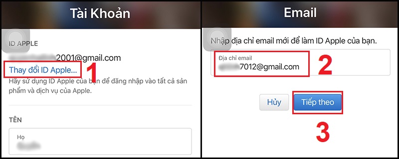 Nhập Email muốn thay đổi