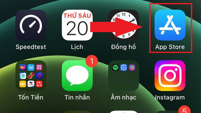 Vào ứng dụng App Store