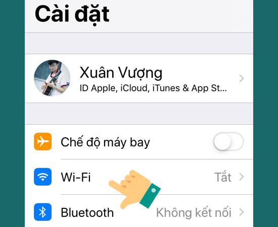 Bước 2:Chọn vào Wi-Fi.