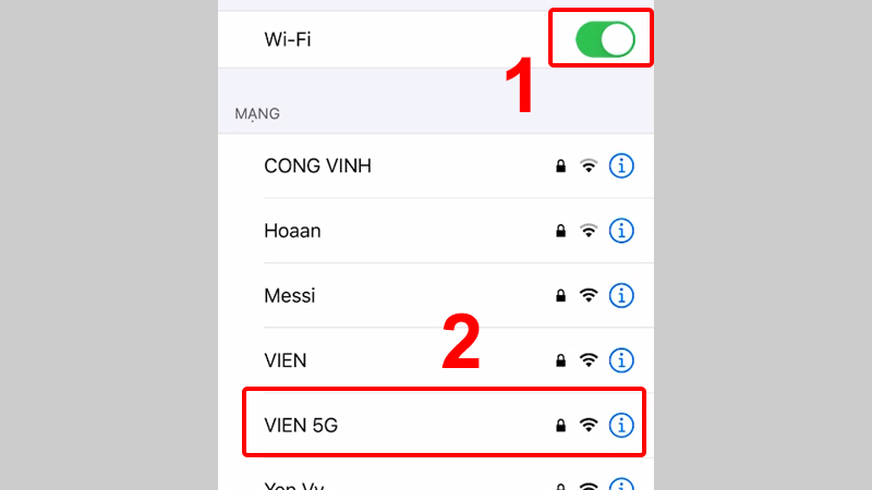 Gạt công tắc sang phải để bật WiFi