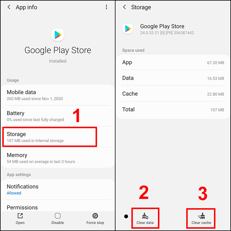 Xóa cache và dữ liệu của Google Play