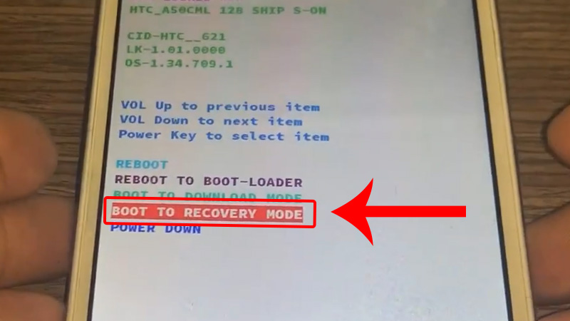 Chọn vào BOOT TO RECOVERY MODE