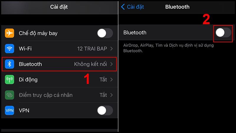 Tắt Bluetooth khi không sử dụng