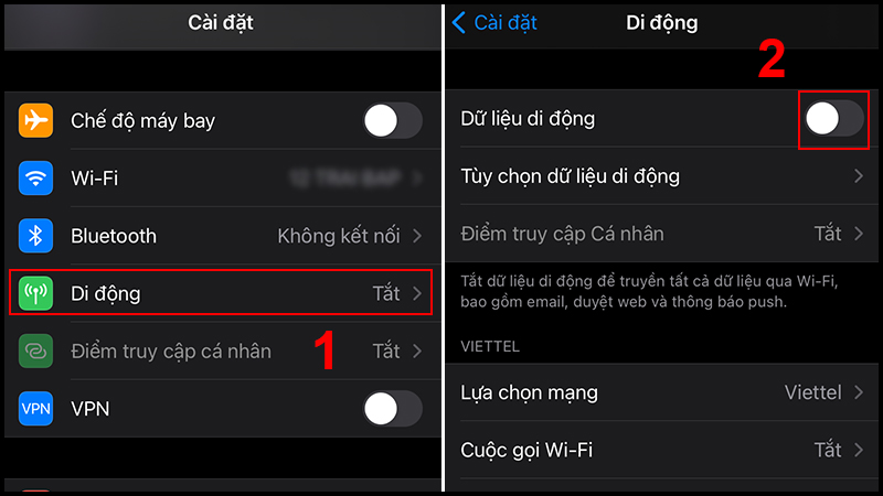 Tắt 3G/4G khi không sử dụng