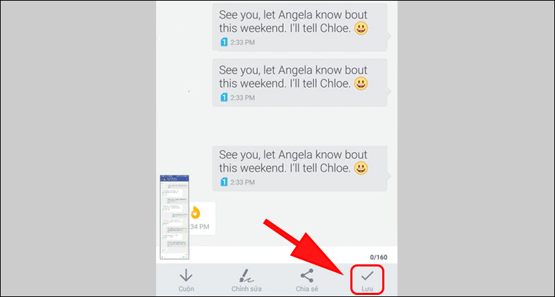 Chọn Lưu để ho&agrave;n tất qu&aacute; tr&igrave;nh chụp ảnh m&agrave;n h&igrave;nh