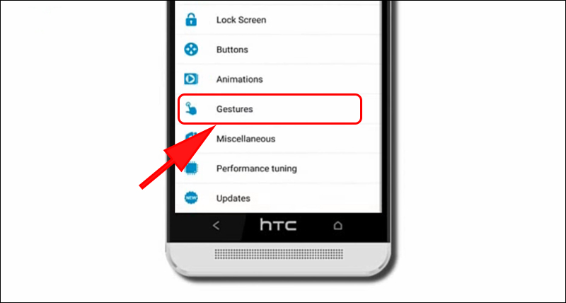 Cuộn v&agrave; chọn mục Gestures