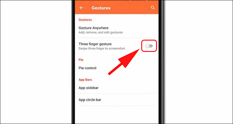Bật Three finger gesture