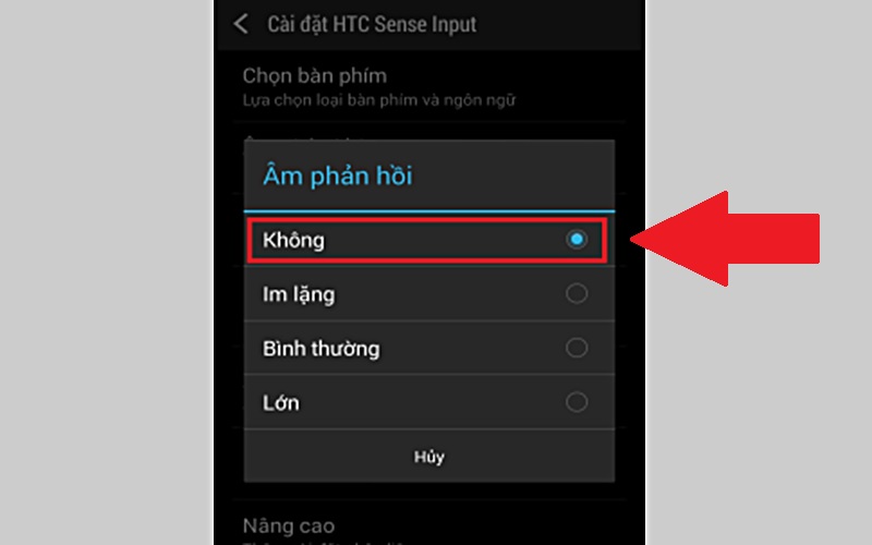 Bấm chọn Kh&ocirc;ng ở &Acirc;m phản hồi