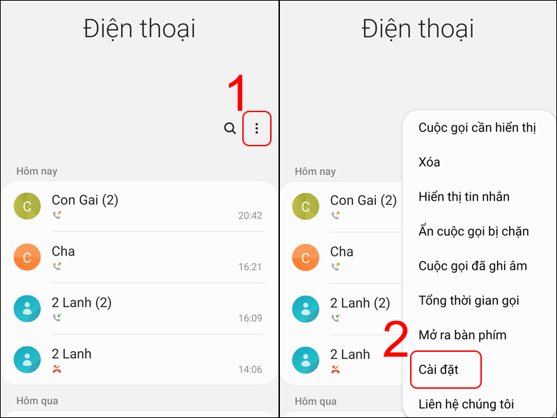 Chọn biểu tượng dấu 3 chấm và nhấn vào Cài đặt