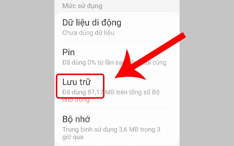 Chọn mục Lưu trữ