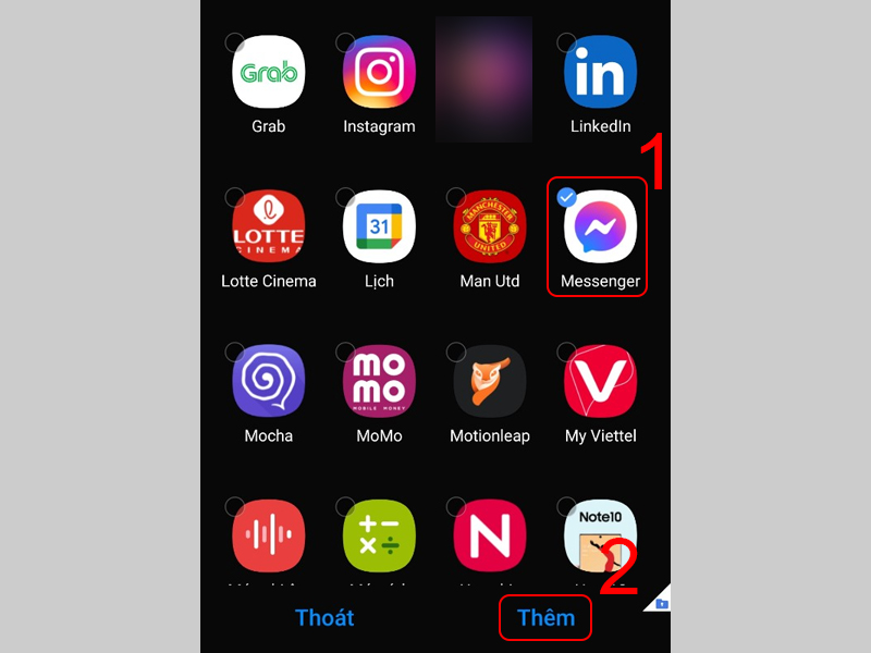 Chọn ứng dụng Messenger và nhấn Thêm để hoàn tất