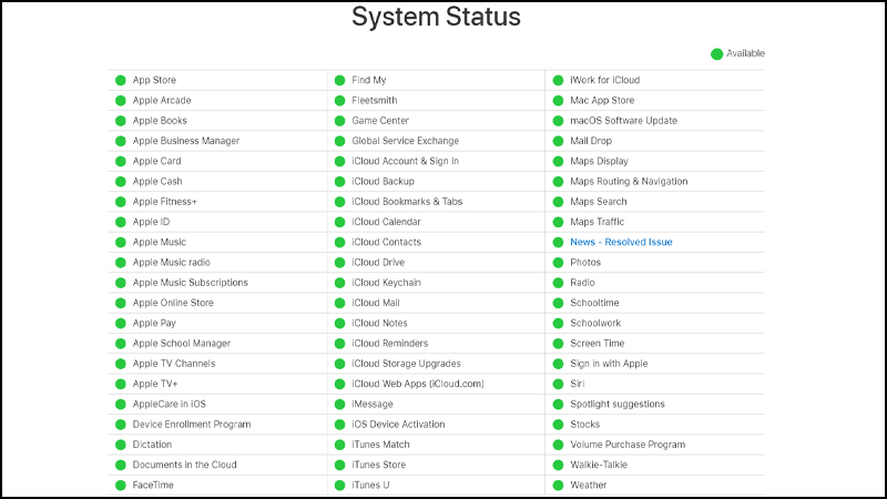 apple server down