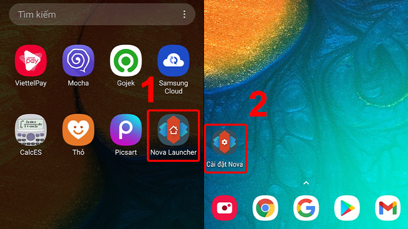 Vào ứng dụng Nova Launcher và chọn Cài đặt Nova