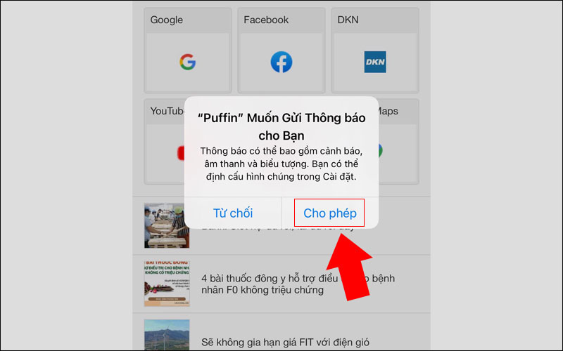 Cấp quyền th&ocirc;ng b&aacute;o cho tr&igrave;nh duyệt