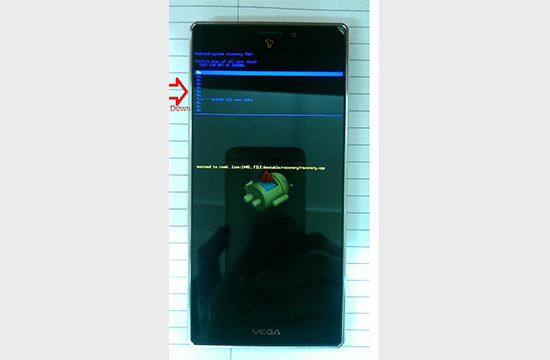 Dùng Volume Down đến dòng "Yes delete all user data"