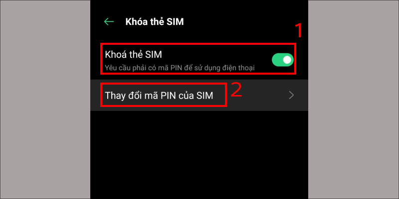 Chọn Thay đổi mã PIN của SIM