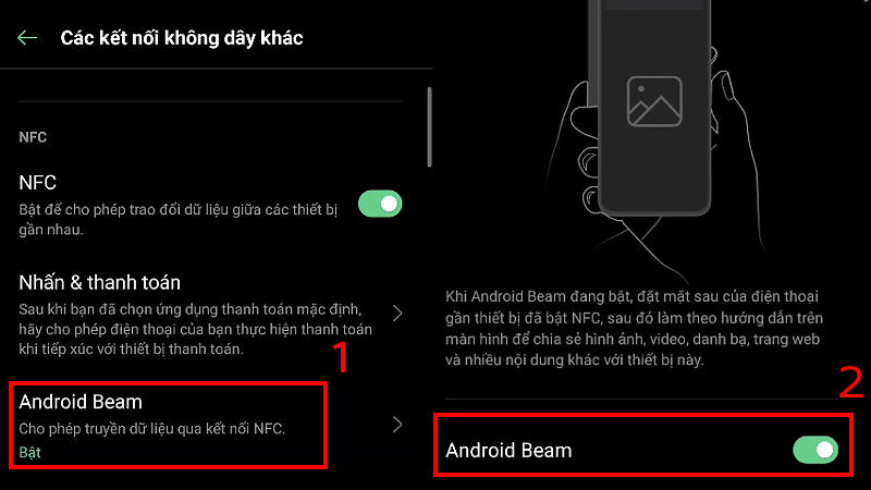 Bật Android Beam