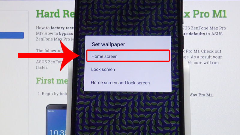 Lựa chọn Home screen (H&igrave;nh nền) để đặt l&agrave;m h&igrave;nh nền cho điện thoại