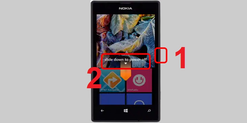 Nhấn v&agrave; giữ n&uacute;t nguồn đến khi m&agrave;n h&igrave;nh xuất hiện Trượt xuống để tắt nguồn