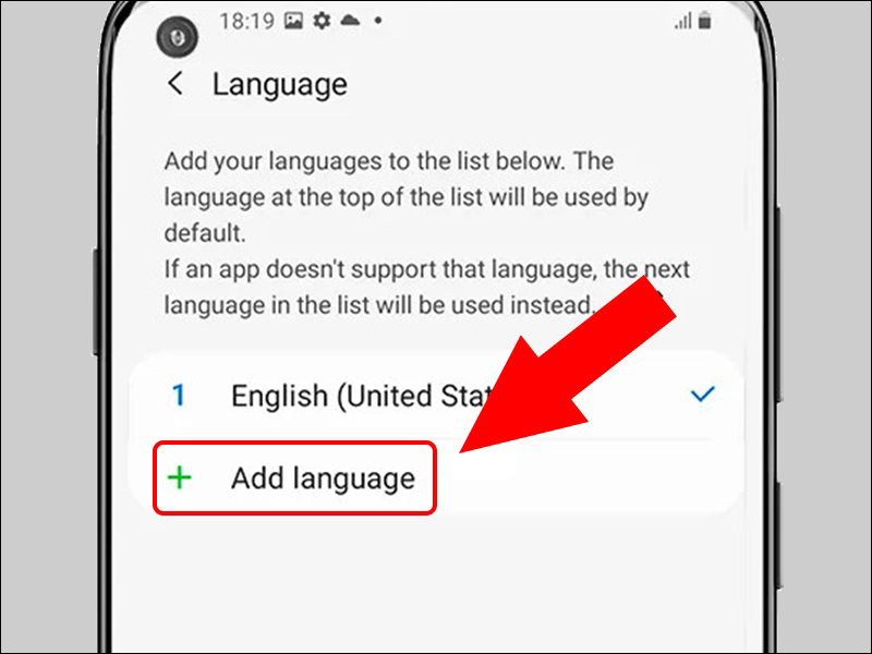 Nhấn v&agrave;o th&ecirc;m ng&ocirc;n ngữ (Add language)