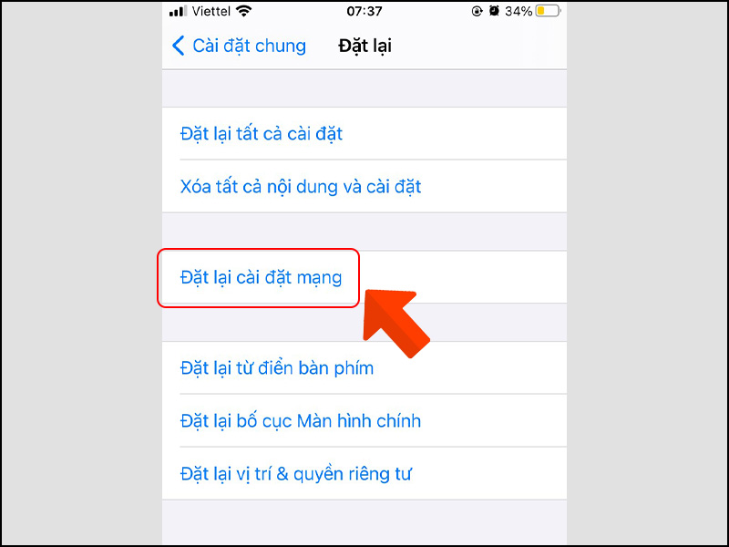 Đặt lại cài đặt mạng trên iPhone