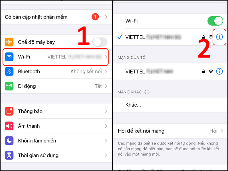 Vào xem thông tin của WiFi cần kết nối