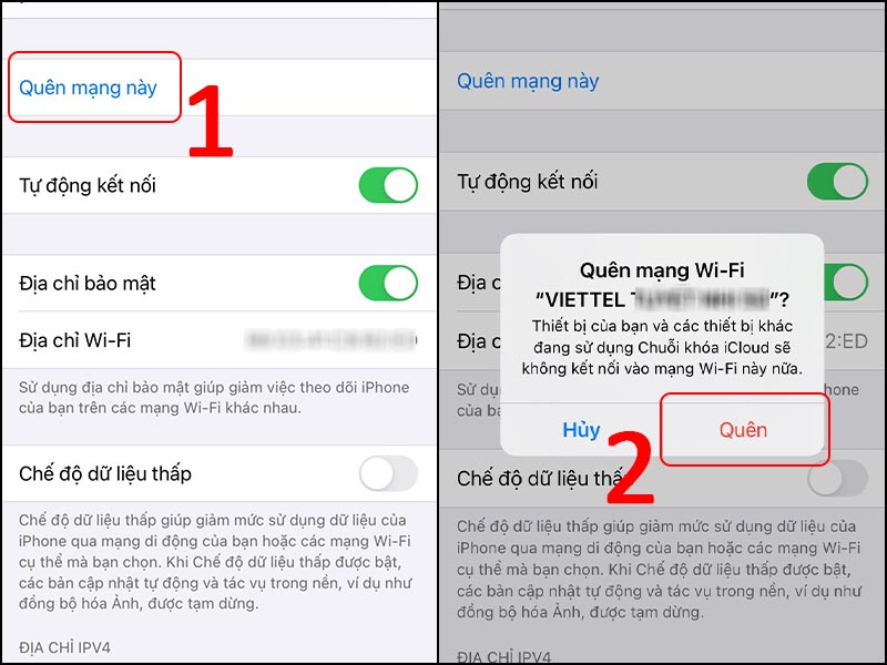 Thoát kết nối mạng WiFi