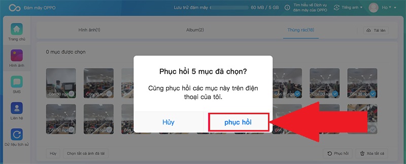 Xác nhận khôi phục