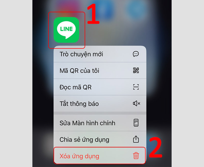 Ấn giữ vào biểu tượng Line