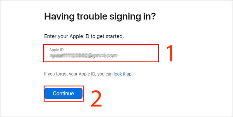 Nhập địa chỉ email cần lấy lại mật khẩu