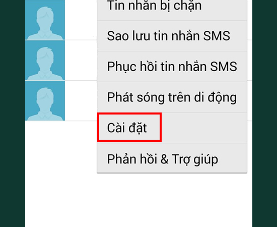 Bước 3: Chọn tiếp vào Cài đặt.