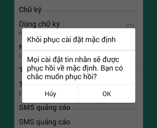 Chọn OK để xác nhận khôi phục.