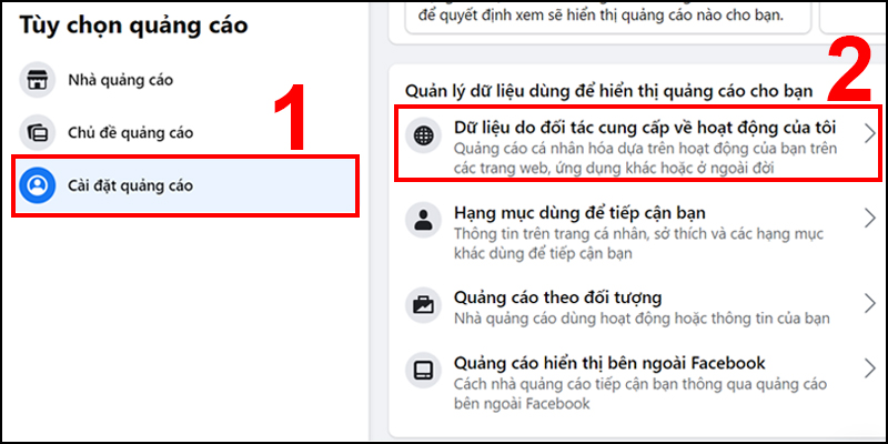 Truy cập vào Dữ liệu do đối tác cung cấp về hoạt động của tôi