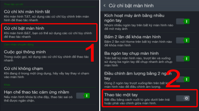 Chọn thao t&aacute;c một tay