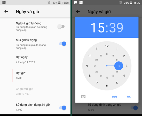 Bước 3: Tại đây bạn có thể Đặt giờ chính xác hơn.