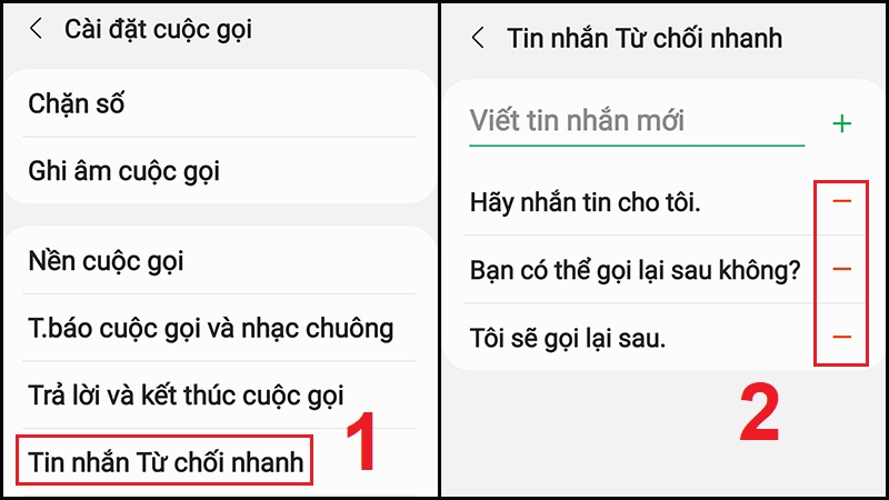 X&oacute;a c&aacute;c tin nhắn từ chối cuộc gọi