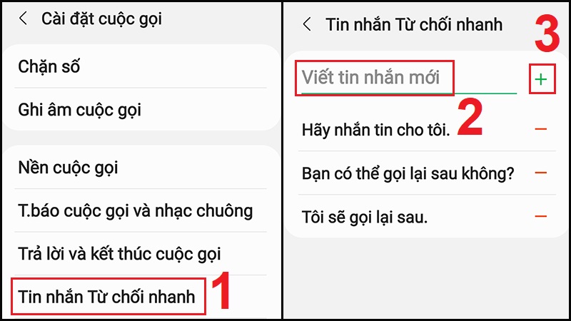 Th&ecirc;m c&aacute;c tin nhắn từ chối cuộc gọi