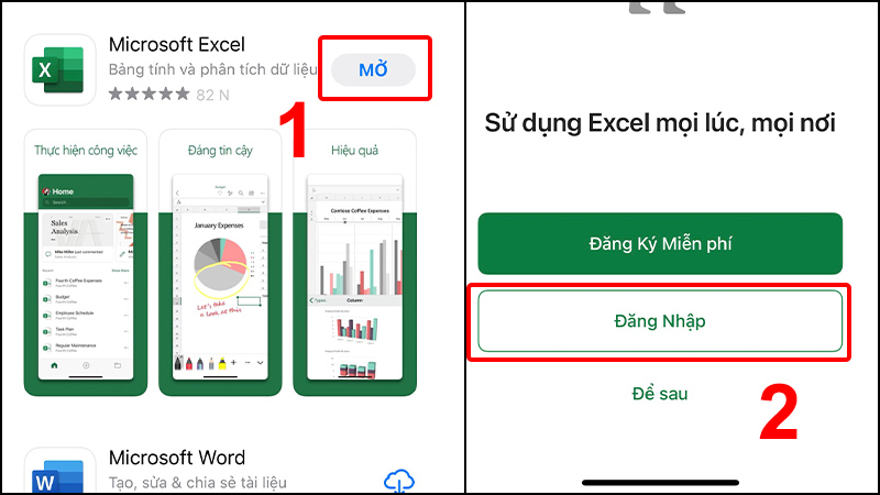 Mở ứng dụng Microsoft Excel và đăng nhập tài khoản Microsoft