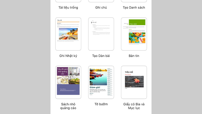 Lựa chọn Template có sẵn