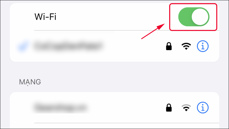 Tắt và bật lại WiFi trong phần Cài đặt của iPhone