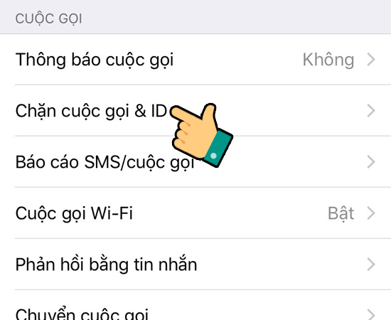Bước 3: Tại mục Điện thoại, bạn chọn Chặn cuộc gọi & ID.