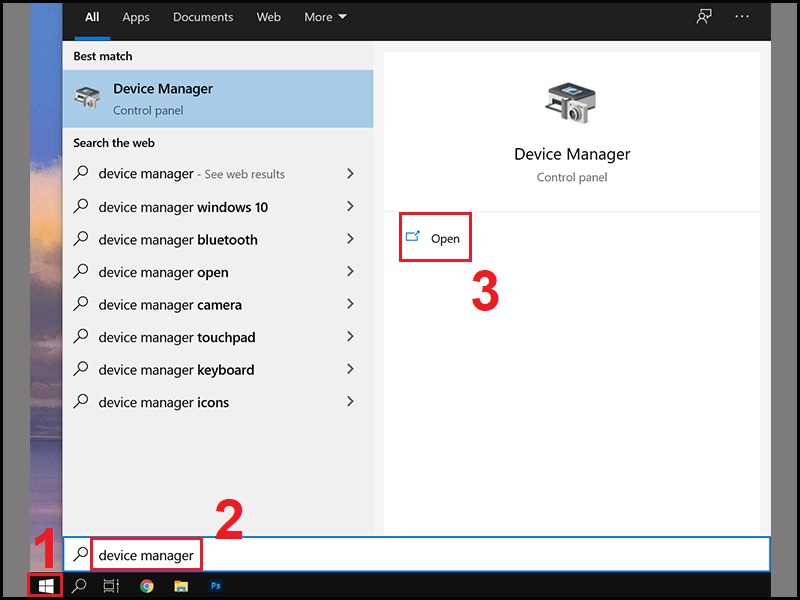 Mở Device Manager