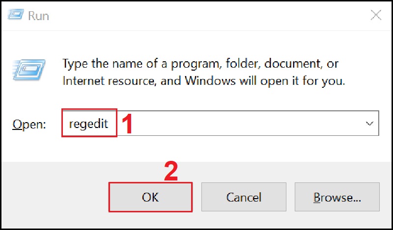 Nhập regedit
