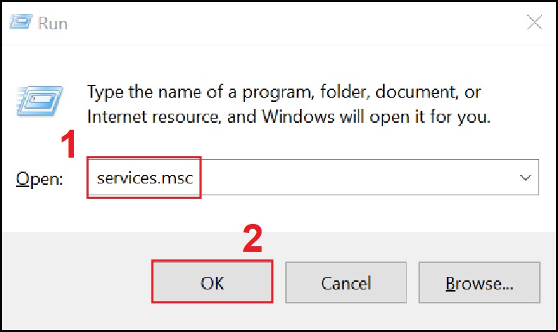 Nhập services.msc