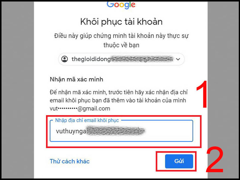 Cách Khôi Phục, Lấy Lại Tài Khoản Google Khi Quên Mật Khẩu Đơn Giản -  Thegioididong.Com