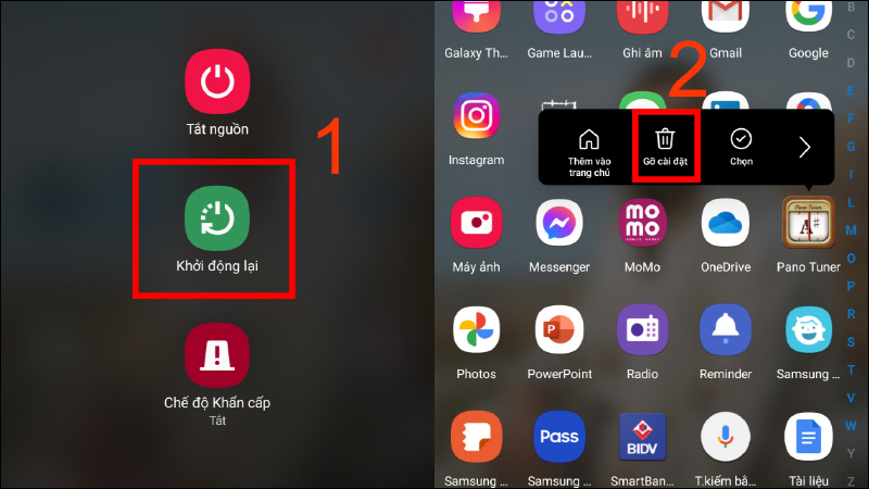 Gỡ bỏ ứng dụng không tương thích