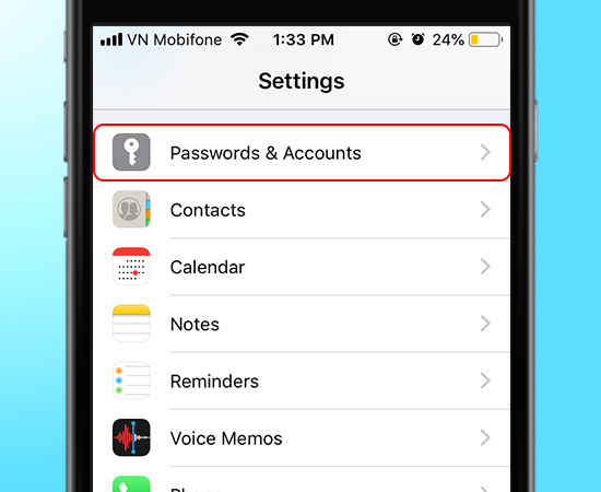 Các bạn vào Setting Cài đặt trên điện thoại