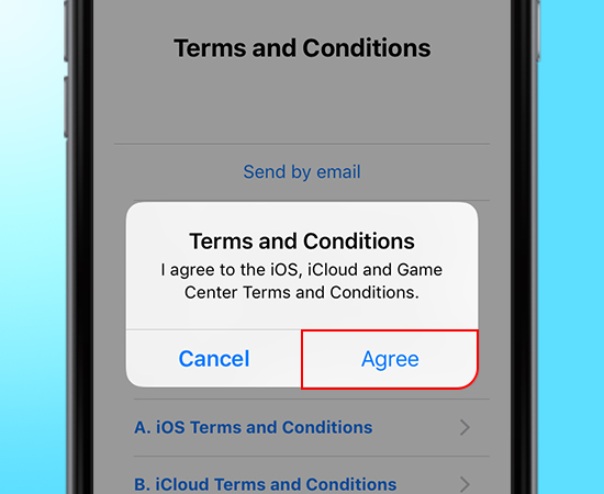 Bước cuối cùng đồng ý điêu khoản sử dụng của Apple