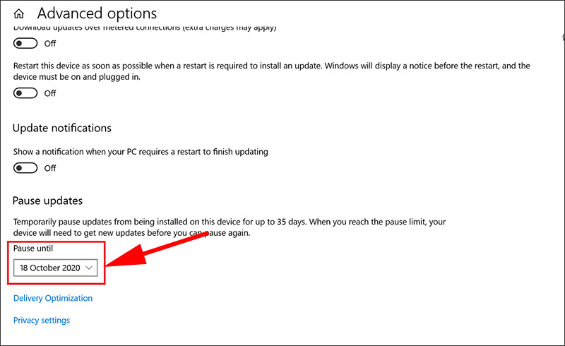 Dời ng&agrave;y cập nhật